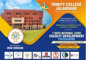 FACULTY DEVELOPMENT PROGRAM ON RESEARCH METHODOLOGY ORGANISED BY TRINITY COLLEGE JALANDHAR