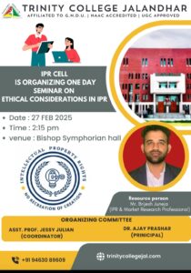 Ethical Considerations in Intellectual Property Rights (IPR) Organized by IPR CELL